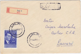 W3804- FREDERIC JOLIOT CURIE, PEACE, STAMP ON REGISTERED COVER, 1961, ROMANIA - Brieven En Documenten