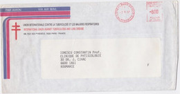 9009FM- TUBERCULOSIS AND RESPIRATORY DISEASES, HEALTH HEADER COVER, PARIS, AMOUNT 600 RED MACHINE STAMPS, 1987, FRANCE - Disease