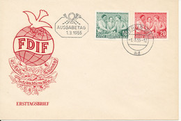 Germany DDR FDC 1-3-1955 45 Jahre Internationaler Frauentag Complete Set Of 2 With Cachet - FDC: Sobres