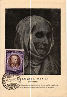VATICAN . ANGELA MERICI .  CARTE MAXIMUM . CACHET DU VATICAN  .. 1948  ( Trait Blanc Pas Sur Original ) - Vatican