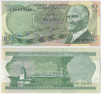 Banknote Turkey 10 Lira 1975 Pick-186 Unc (catalog US$5) - Turkey