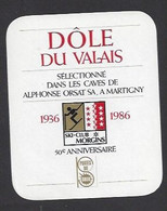 Etiquette De Vin  Dôle - 50 éme Anniversaire 1936/1986 Ski Club De Morgins (Suisse) - Thème Ski - Ski