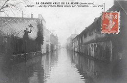Paris 16 )  Crue De La Seine Janvier 1910  - Auteuil  - La Rue Félicien David Envahie Par L'inondation - Arrondissement: 16