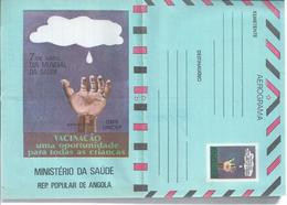 Vaccination Children Polio, Measles, Hepatitis And Pulmonolo. Aerograma Stationery Angola. OMS And UNICEF. Cloud. Rare. - Medicine