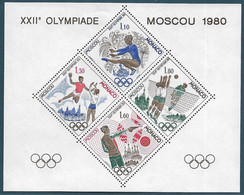 Monaco Bloc Spécial Gommé N°11**.1980 J.O De Moscou. Gymnastique, Handball, Volley-ball, Tir Au Pistolet. Cote 300€ - Gymnastiek