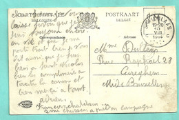 Kaart Stempel ST-NICOLAAS Op 10/08/1914 (Offensief W.O.I) - Zona No Ocupada