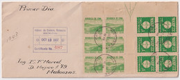 1937-FDC-118 CUBA (LG1757) 1937 FDC 1C BOLIVIA ARGENTINA GUTTER PAIR REGISTERED COVER WRITTER & ARTIST. - Covers & Documents