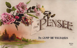 CPA Une Pensée Du Camp De Valdahon - REX 1220- Fleurs Roses - Paysage - Souvenir De...