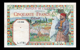 # # # Ältere Banknote Algerien (Algeria) 50 Francs 1945 # # # - Algeria