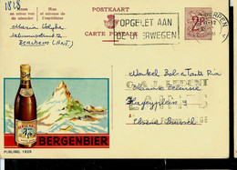 Publibel Obl. N° 1828 ( Bier - Bière - BERGENBIER - Suisse - Mont Cervin - Mountain) Obl. ANTWERPEN 1961 - Publibels