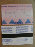 London Underground Ticket England Gb Uk 1998 Train Railway - Europa