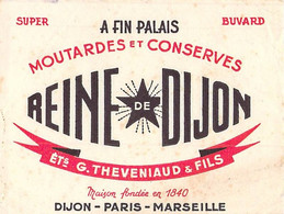 VIEUX PAPIERS BUVARD 11 X 14 CM MOUTARDE REINE DE DIJON THEVENAUD PARIS MARSEILLE - Mostard