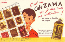 VIEUX PAPIERS BUVARD 13 X 21 CM CAFE ZAMA TIMBRES PHILATELIE - Kaffee & Tee