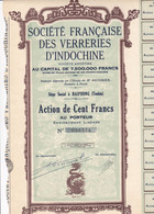 ACTION DE 100 FRANCS - SOCIETE DES VERRERIES D'INDOCHINE - HAIPHONG (TONKIN) - Azië