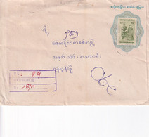 MYANMAR 1989 UPRATED STATIONAY REGD. COVER. - Myanmar (Burma 1948-...)