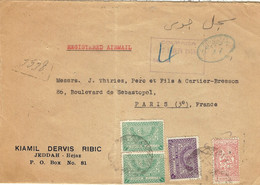 1948- Cover From  JEDDAH   " Registered Airmail "  Very Nice Franking - Saudi Arabia