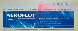 2001 AEROFLOT RUSSIAN INTERNATIONAL AIRLINES PASSENGER TICKET AND BAGGAGE CHECK - Biglietti