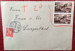 NICHT MEHR GÜLTIGE  ZNr 252 ORTS-BRIEF LANGENTHAL BERN 1942 Schweiz Nachportomarke(Portomarke WW2 War Agriculture Guerre - Taxe