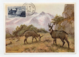 !!! CARTE MAXIMUM PA N°1 CHAMOIS CACHET D'ANDORRE LA VIEILLE DU 16/1/1954 - Maximum Cards