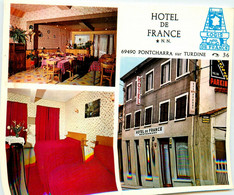 Pontcharra Sur Turdine * Souvenir Hôtel De France * Cp 3 Vues Pub * Nationale 7 - Pontcharra-sur-Turdine