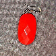 Pendante Ovale Rouge Pour Oreilles Percées - Other & Unclassified