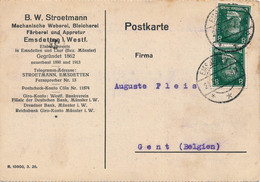 EMSDETTEN - BEDRIEFSCARTE - B.W. STROETMANN - MECHANISCHE WEBEREI  BLEICHEREI      -   2 SCANS - Emsdetten