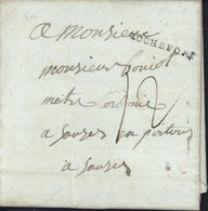 Charente Maritime Marque Postale Noire ROCHEFORT (32x2,5) Lenain N°6 31 3 1788 Taxe Manuscrite 12 Pour Sauzes En Poitou - 1701-1800: Voorlopers XVIII