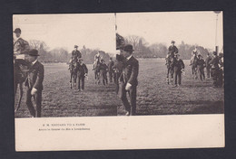 Vente Immediate Paris 16è S. M. Edouard VII à Paris  Avant La Course Du Roi à Longchamp (carte Stereo Hippodrome Chevaux - Arrondissement: 16
