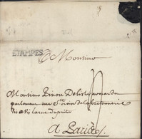 Ile De France Essonne Marque Postale ETAMPES Noire 25x4 Taxe Manuscrite 3 Lettre Du 21 JUILLET 1774 Lenain N°3 - 1701-1800: Vorläufer XVIII