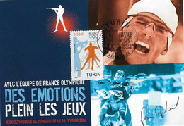 2006 Jeux Olympiques De Torino: Carte Officielle De L'Equipe De France Olympique: Biathlon - Invierno 2006: Turín