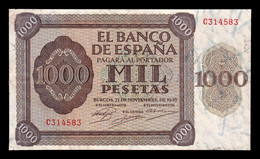 España Spain 1000 Pesetas Burgos 1936 Pick 103 Serie C MBC- AVF - 1000 Pesetas