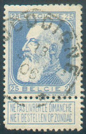 N°76 - 25 Cent. Grosse Barbe Obl. Télégraphique De JODOIGNE * 13 Sept. 1906, Centrale. - 19879 - 1905 Breiter Bart