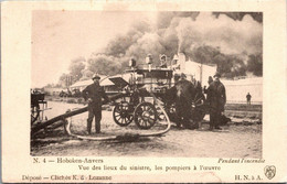 Sapeurs Pompiers - Hoboken ANVERS - Vue Des Lieux Du Sinistre , Les Pompiers à L'oeuvre (état En Bas Coupures) - Brandweer