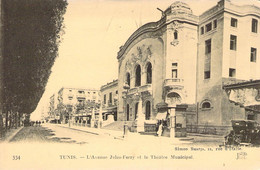 CPA - Tunis - L'Avenue Jules Ferry Et Le Théâtre Municipal - Simon Smadja - Neurdein Frères Paris - Tunesië