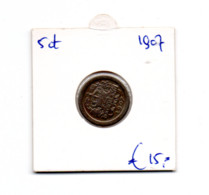 NEDERLAND 5 CENT 1907 - 5 Centavos