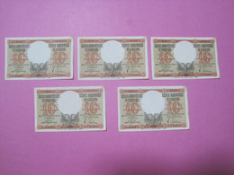 Albania Lot 5 X 10 Lek ND 1939 Consecutive Serial Number 4247, 48, 49, 50, 51 - Albanie