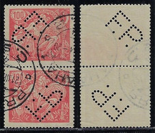 Czechoslovakia 1924 Pair Of Stamp With Perfin F.P. By Friedrich Pollak Textile Branch Prague Cancel Lochung Perfore - Usati