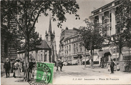 CPA SUISSE LAUSANNE PLACE ST FRANCOIS RARE BELLE CARTE !! - Lausanne