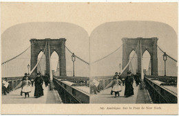 NEW YORK - Carte Stéréoscopique, Pont De Brooklyn - Brooklyn