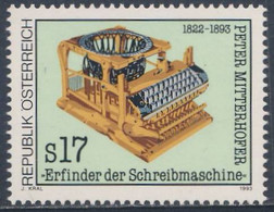 Oostenrijk Austria Österreich 1993 Mi 2088 YT 1916 SG 2320 ** Erste Typenkorb-Schreibmaschine (1864) Peter Mitterhofer - Factories & Industries