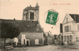 CPA 89 THURY LA PLACE DE L EGLISE RARE BELLE CARTE !! - Sonstige & Ohne Zuordnung