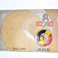 Monnaie, Belgique, 10 Ecu, 1990, 10 Ecu En Or Et Argent 60 Ans Du Roi Baudouin - Ecus