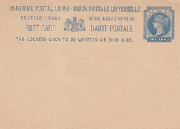 BRITISH INDIA 189? - 1 Anna Ganzsache Auf Postkarte ** ... - Britisches Territorium Im Indischen Ozean