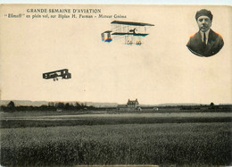 Aviation * Grande Semaine * Aviateur EFIMOFF En Plein Vol Sur Biplan Avion H. FARMAN * Moteur Gnôme - Autres & Non Classés