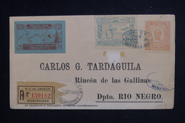 URUGUAY - Enveloppe En Recommandé De Montevideo Pour Rincon De Las Gallinas En 1926 Avec Vignette Aérienne - L 127933 - Uruguay