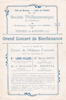 BOURGES SOCIETE PHILHARMONIQUE CONCERT DE BIENFAISANCE LAMBER WILLAUME BERTHE BOVY ANNEE 1913 PETIT PROGRAMME - Unclassified