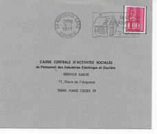 Carte Réponse C.C.A.S.-PARIS Affranchie 1f Marianne Bequet Non Dentelé Verticalement Oblitéré Flamme Bordeaux Gare 1977 - Storia Postale