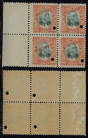 Brazil 1906 RHM-Official-6 President Afonso Pena 300 Réis Block Of 4 Stamp With Hole And Overprint Specimen Unused - Oficiales