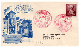 Carta  Con Matasellos Commemorativo En Rojo De Santafe Y Circulada. - 1951-60 Storia Postale