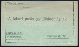 1919 Hívatalból Portómentes Tábori Posta Zárt Levelezőlap Tervváltozat / Essay - Autres & Non Classés